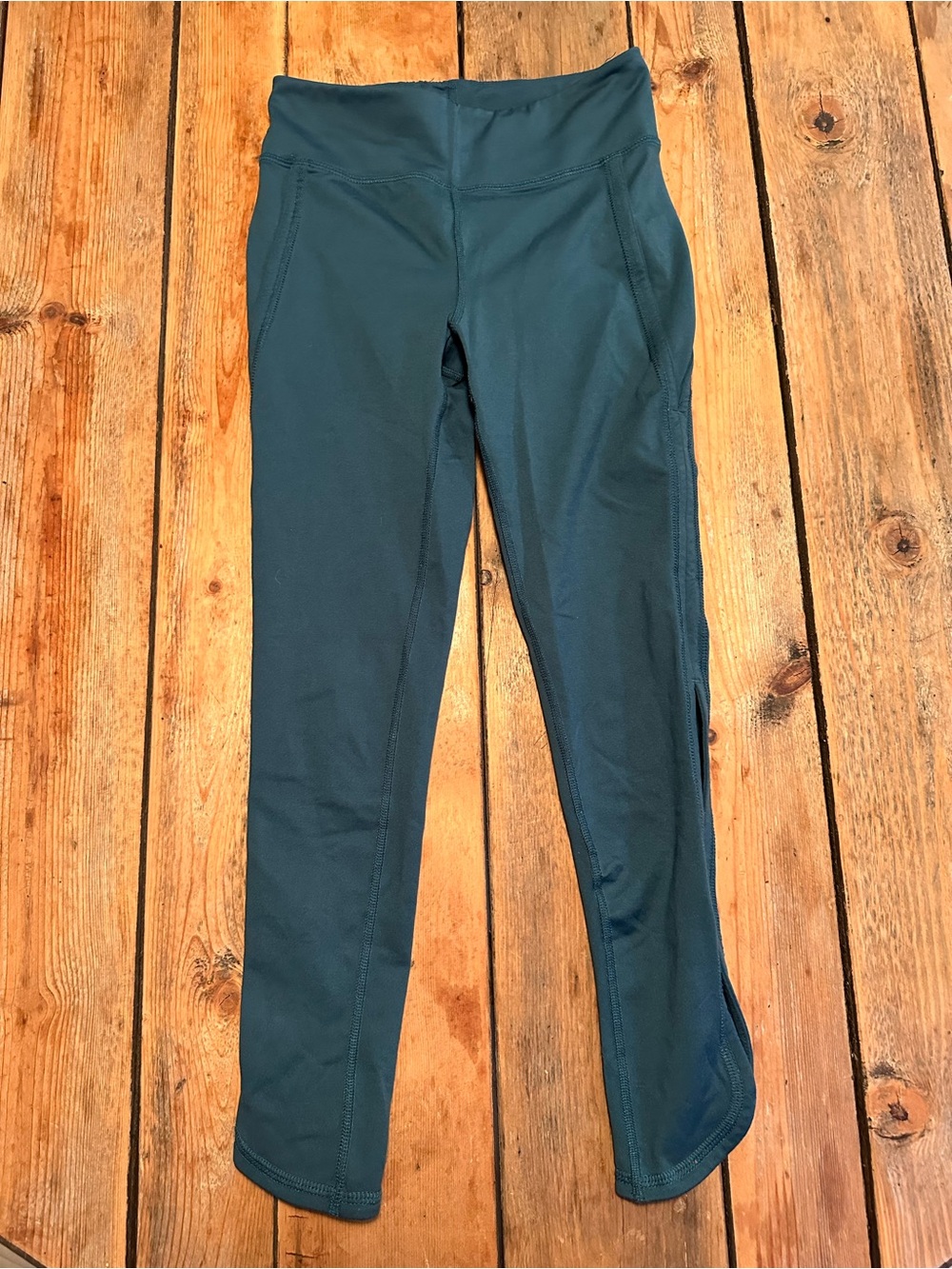 Free People Teal High-Rise Cropped Leggings with Cut Outs